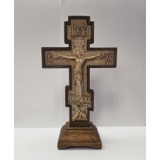 Крест деревянный настольный 5000руб выс.20,5см распятие мрамор с частицей камня из купели крещения