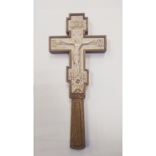 Крест деревянный резной 8-ми конечный 29см 5800руб с осв.частицей (дуб, керамокомпозит)