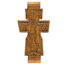 Крест параманный деревянный резной с Распятием 4х8,5 см 1000руб груша