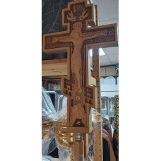 Крест деревянный резной 8-ми конечный 52см 38000руб с частицей с древком